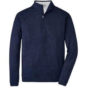 New Peter Millar Men's Navy Perth Delos Paisley Performance Quarter-Zip NWT